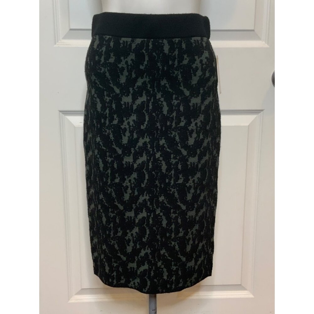 Tahari Black & Highland Pine Green Patterned Pencil Skirt, Size XS, NWT! $68